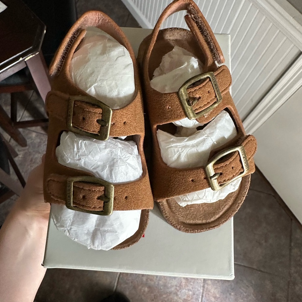 Lucky Brand Toddler Tan Suede Double-Buckle Sandals - Picture 5 of 6